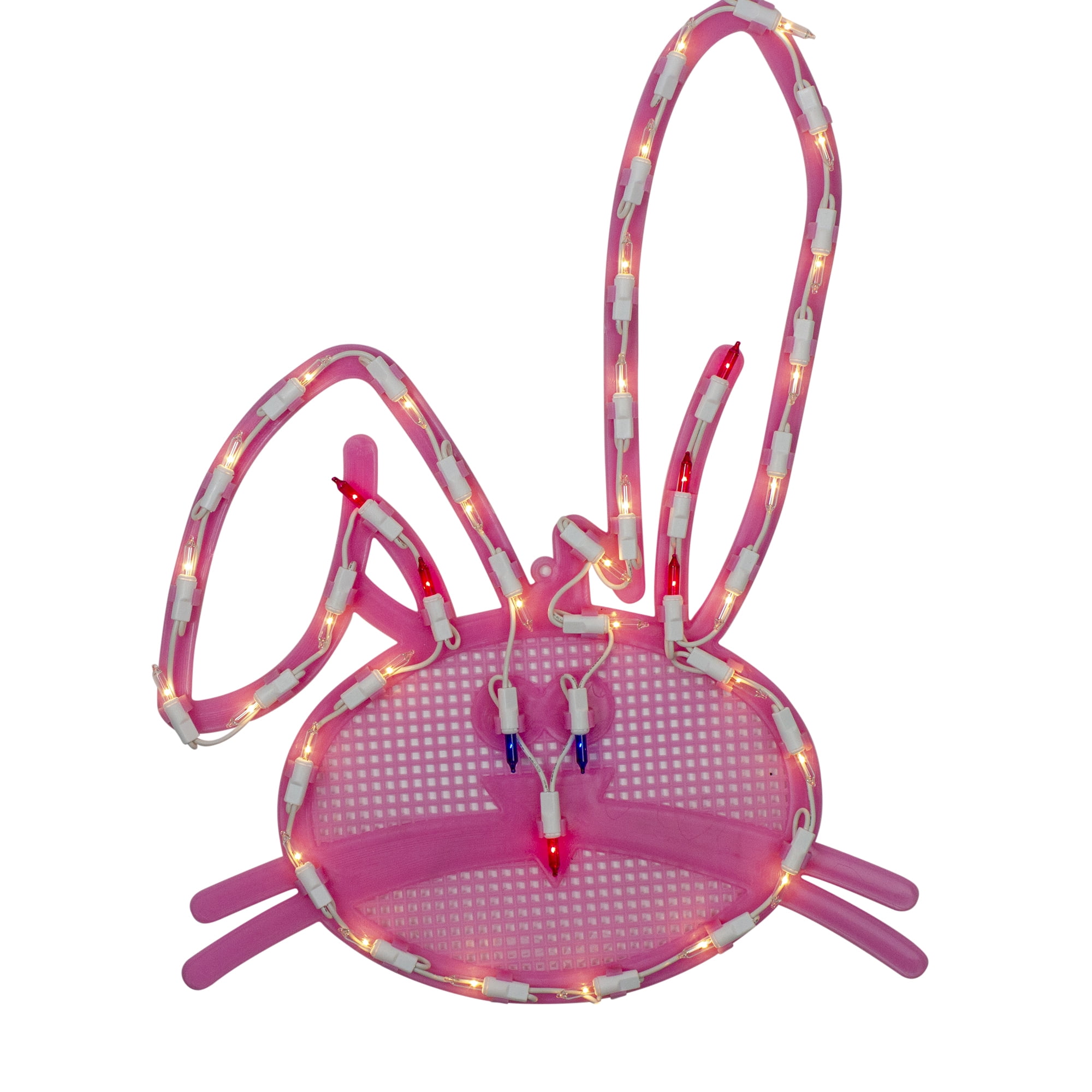 17" Lighted Pink Bunny Head Easter Window Silhouette Decoration