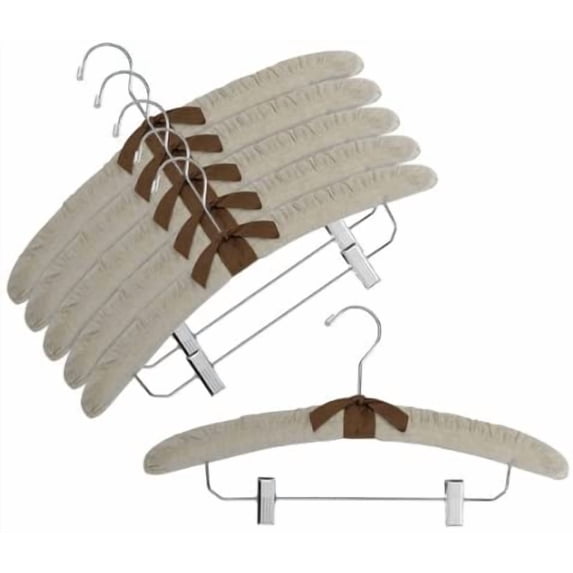 17" Linen Padded Hanger w/Chrome Hook & Clips
