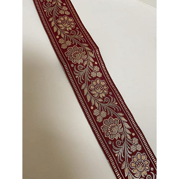 17 Long 2.25 Wide Deep Red Maroon Burgundy Beige Bridal Lace Net Trim Crochet Ribbon Edging Sewing Craft Project DIY Ruffle Indian Style New