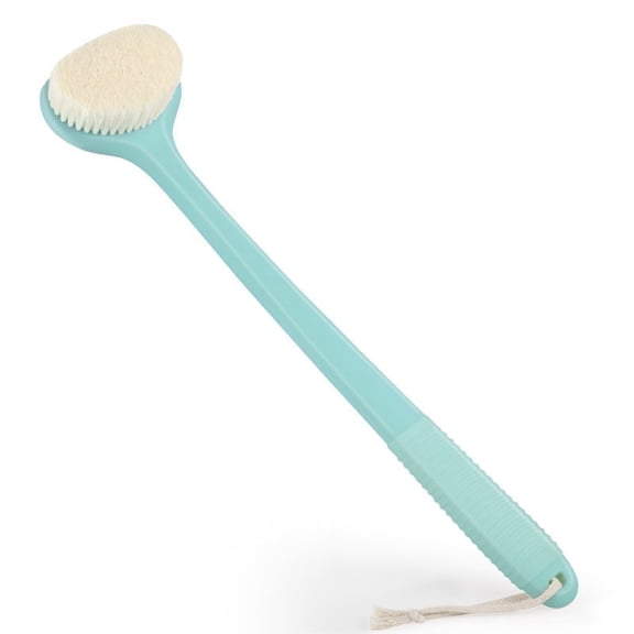 17" Long Handle Back Brush for Shower, Medium-Firm Bristles, Body Cleaning Brush for Daily Use, Non-Slip Handle (Light Blue)