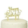 thumbnail image 1 of 17 Main Happy Birthday Acrylic Cake Topper - Gold Mirror, 1 of 2