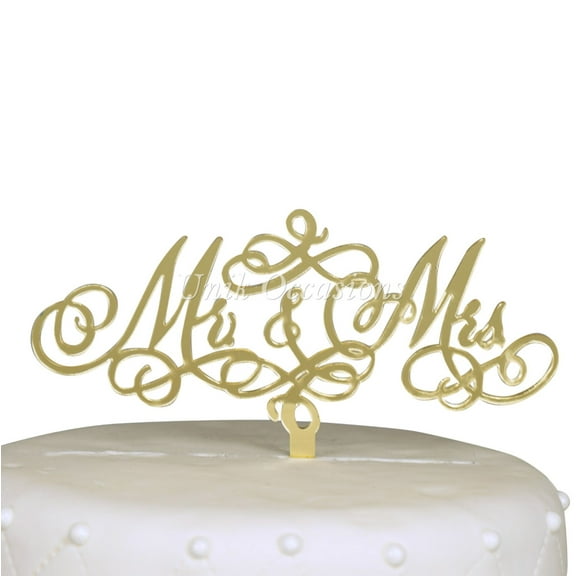 17 Main Mr & Mrs Acrylic Cake Topper - Gold Mirror