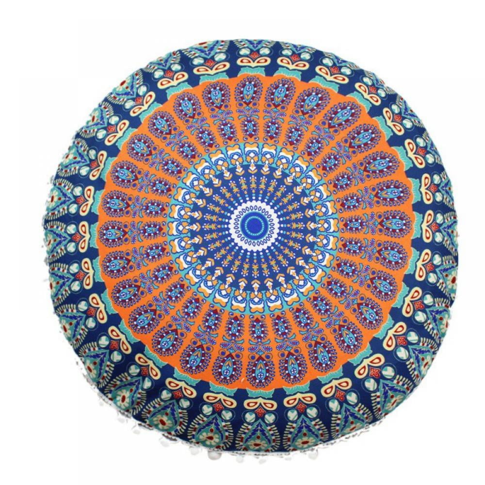 17" Mandala Printed Floor Pillow Cushion Seating Throw Cover Hippie ...