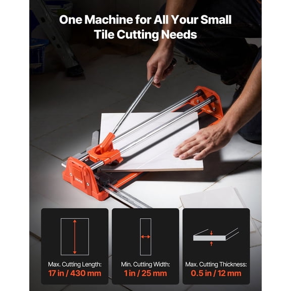 17-"Manual Tile Cutter for Wall&Polished Tiles,Double Rails for Precise Cutting,Tungsten Carbide Wheel,Non-Slip Handle,Anti-Displacement Pressure Rod,Precise Cuts for Pros&Beginners