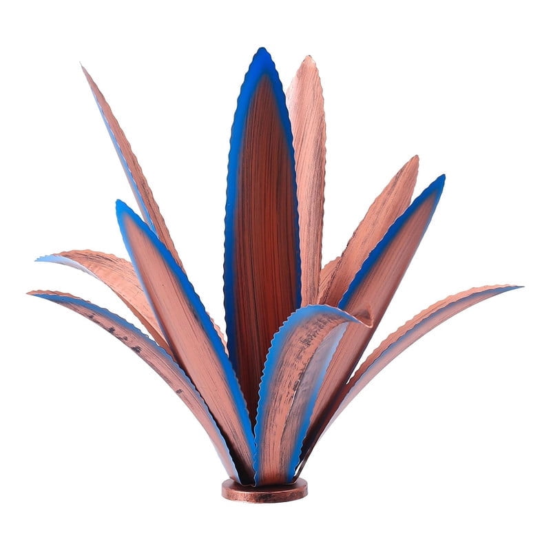 17" Metal Agave Yard Art, Tequila Rustic Garden Sculpture Statue, Metal Agave Plants for Yard Garden Lawn Outdoor Decor(Blue)