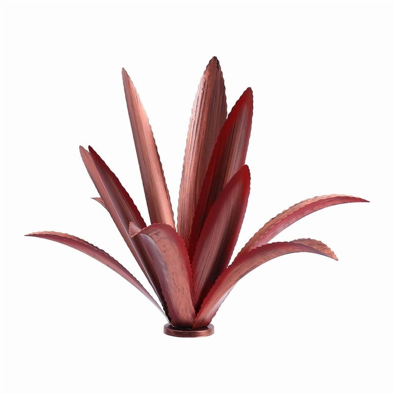 17" Metal Agave Yard Art, Tequila Rustic Garden Sculpture Statue, Metal Agave Plants for Yard Garden Lawn Outdoor Decor(Red)