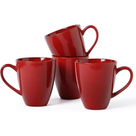 17 OZ Coffee Mugs Set of 4, Large Ceramic Blue Coffee Mugs Set with handle for Tea/Latte/Milk/Cocoa, Funny Tea Cups for Office and Home, Engagement Gifts. (Red)