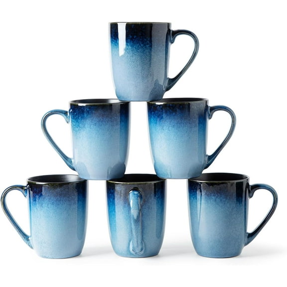 17 OZ Coffee Mugs Set of 6, Large Ceramic Coffee Mugs,Modern Coffee Mugs Set with handle for Tea/Latte/Cappuccino/Milk/Cocoa, Funny Tea Cups for Office and Home, Engagement Gifts. (Starry Blue)