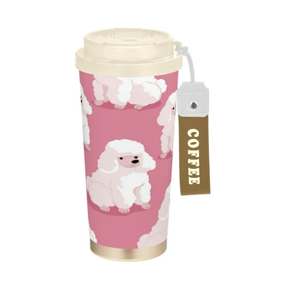 17 OZ Stainless Steel Vacuum Insulated Tumbler - Coffee Travel Mug Spill Proof with Lid Cute White Dogs