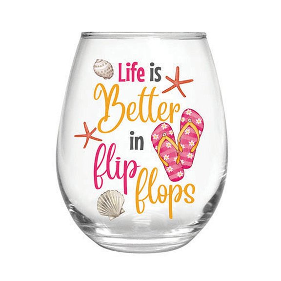 17 OZ Stemless Glass w/Box, Life is Better in Flip Flops