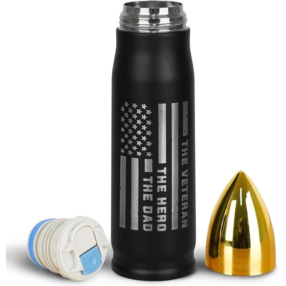17 OZ Veteran Bullet Tumbler with Lid - Ideal Gifts for Men Father''s Day, Birthday, Veterans Day, Christmas - Perfect for Air Force, Navy, Army, Military & Veterans Cup