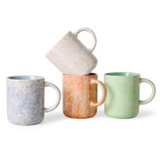 ALOFMO 17oz Coffee Mugs Set of 4, Multicolor Splash Glaze Ceramic Cups , Microwave & Dishwasher Safe for Home Office Gift