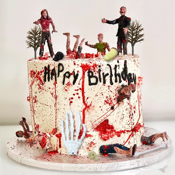 17 PCS Zombie Cake Decoration Zombie Cake Toppers Zombie Figure Themed Party Decorations for Halloween Birthday Weeding Party Cake Decorations