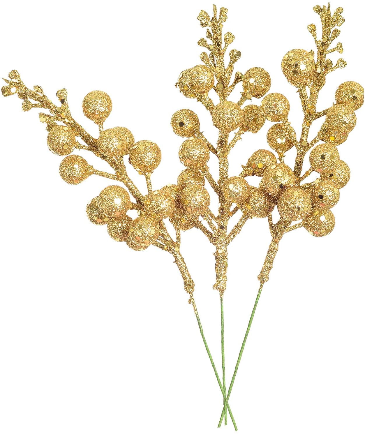 17 Pack Christmas Glitter Berries Stems, 7.8Inch Artificial Christmas Picks for Christmas Tree Ornaments, DIY Xmas Wreath, Crafts, Holiday and Home Decor (Light Purple)