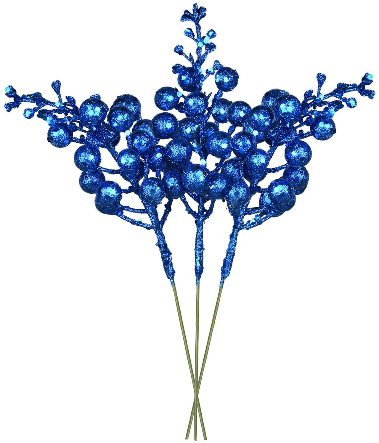 17 Pack Christmas Glitter Berries Stems, 7.8Inch Artificial Christmas Picks for Christmas Tree Ornaments, DIY Xmas Wreath, Crafts, Holiday and Home Decor (Light Purple)