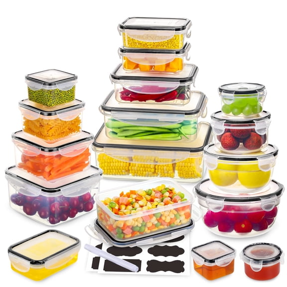 17 Pack Plastic Food Storage Containers with Airtight Lids Kitchen Organization Meal Prep