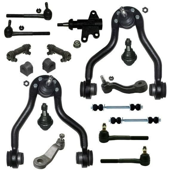 17 Pc Front Suspension Kit Control Arms Lower Ball Joints Idler & Pitman Arms Adjusting Sleeves Tie Rods Stabilizer Bar Bushing Kit 30.5 mm / 1.2 inch Fits select: 1996-2000 CHEVROLET GMT-400