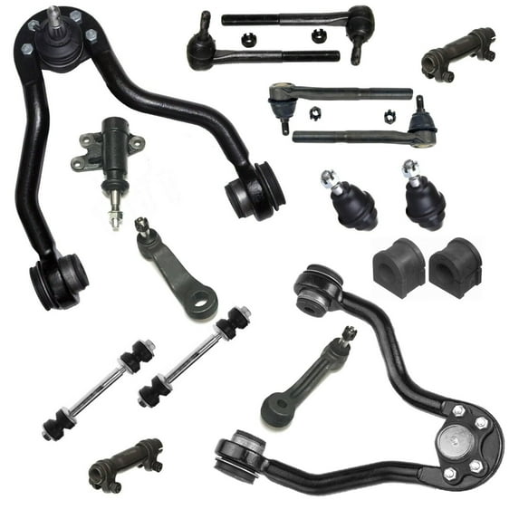 17 Pc Suspension Kit Lower Ball Joints (47.89 MM), Tie Rod Ends, Idler & Pitman Arms, Sway Bars, Upper Control Arms Fits select: 1996-2000 CHEVROLET GMT-400, 1996-1999 CHEVROLET SUBURBAN