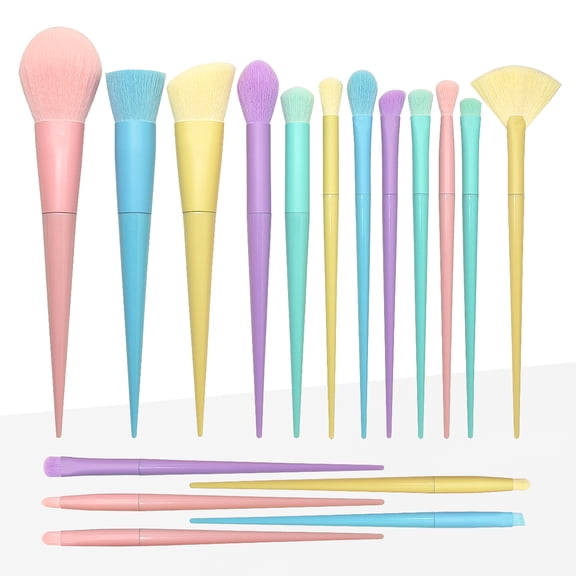 17 Pcs Colourful Rainbow Makeup Brush Set, Foundation Eyeshadow Powder Blush