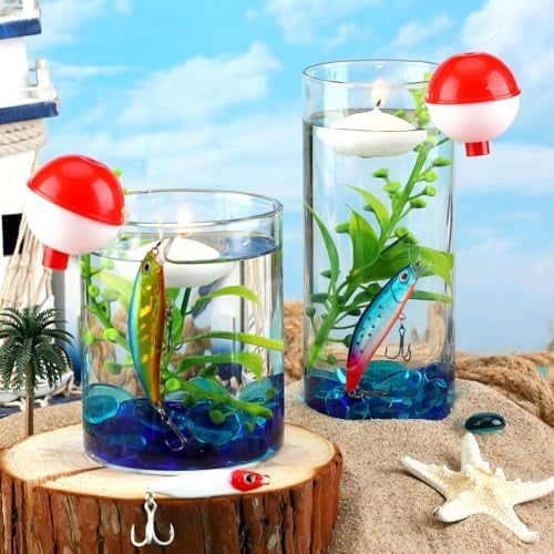 17 Pcs Fishing Themed Vase Fillers Gone Fishing Party Decorations Fish Birthday Party Decorations for Gift Fathers Day$$Home Decor, Kitchen, & Other
