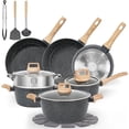 thumbnail image 1 of 17 Pcs Granite Kitchen Nonstick Cookware Set, Frying Pan, Steamer, Spatula, Spoon, Black, 1 of 6