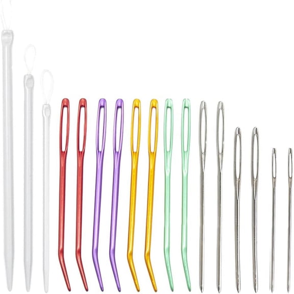 17 Pcs Large Eye Blunt Needles Yarn Knitting Sewing Needles Bent Tip Needles Wool Needles Tapestry Embroidery Needles for Crochet