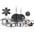 thumbnail image 1 of 17 Pcs Nonstick Stainless Steel Cookware Set, Hybrid Stainless Steel Pots and Pans Set Non Stick, Non Toxic Kitchen Cookware Sets, Dishwasher & Oven Safe, Induction & All Cooktop Compatible, 1 of 8
