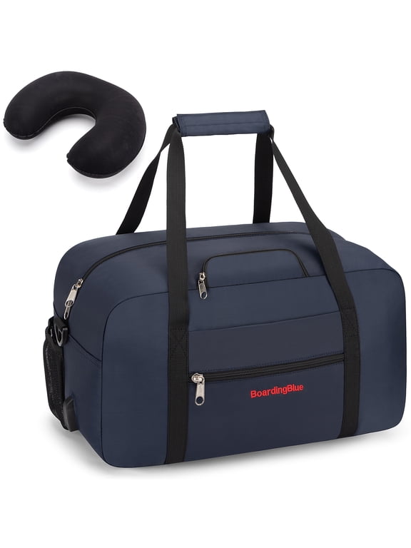 17" Personal Item Underseat Duffel Bag W Pillow for United Airlines (Navy)