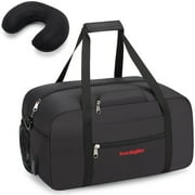 BOARDINGBLUE 17" Personal Item Underseat Duffel Bag with Pillow for United Airlines (Black)