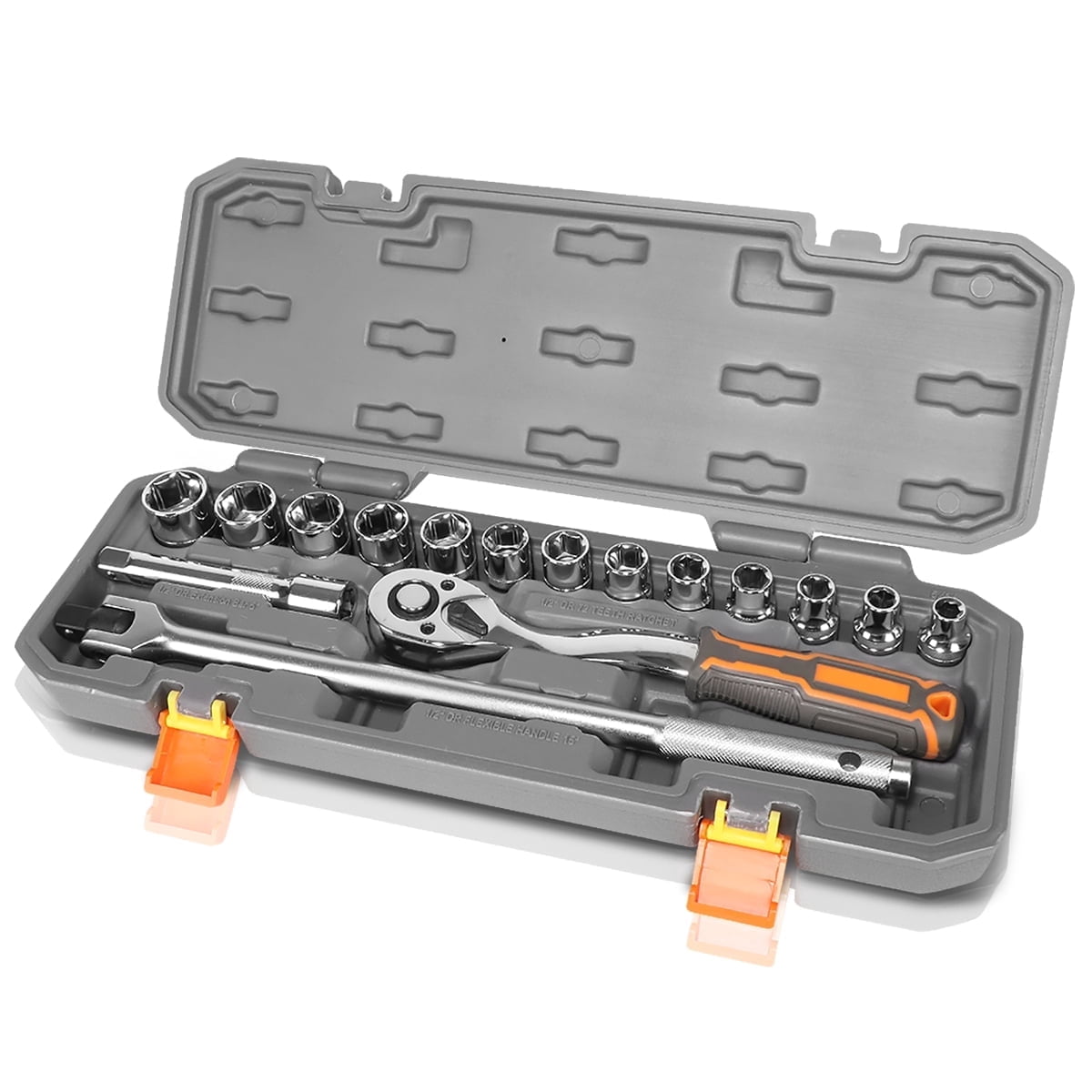 17-Piece 1/2 Inch Drive Socket Set for Household or Automobile Repairing