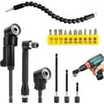 thumbnail image 1 of 17 Piece Angle Screwdriver Attachment, 105° Angle Screwdriver Cordless Screwdriver Attachment, Angle Screwdriver Kit with L Key, 3 Hex Shanks, Bit Holder Extension, Builder's Angle Drill Attachment, 1 of 7