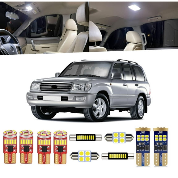 17 Piece Car Interior LED Lights Kit For Toyota Land Cruiser 100 1998-2007 Interior LED Light Bulbs Packag Kit+ License Plate Light+ Install Tool