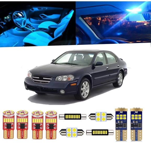 17 Piece Car Interior LED Lights Kit for Nissan Maxima 2000-2003 Trunk Vanity Mirror Door Footwell Light Bulb+ Install Tool