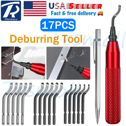 17 Piece High Speed Steel Blade Deburring Tool Set, For Metal Aluminum, Copper,