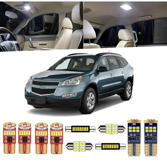 17 Piece Interior LED Lights Kit for Chevrolet Traverse 2009-2012 Dome Map License Plate Light +Install Tool