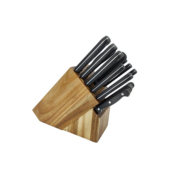 17-Piece Kitchen Cutlery Knife Block Set Stainless Steel Chef Wood Professional 15276
