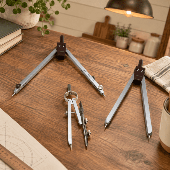 17-Piece Metal Geometry Drafting Tool Set for Engineering, Architecture and School Use