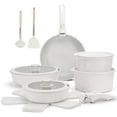 thumbnail image 1 of 17 Piece Non Stick Ceramic Cookware Set with Detachable Handle, Stackable Pots and Pans, Induction and Oven Safe, Cream White (White), 1 of 18