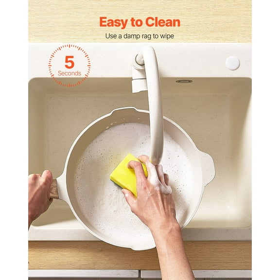 17 Piece Nonstick Granite Pots and Pans Set Induction Safe Kitchen Cookware White