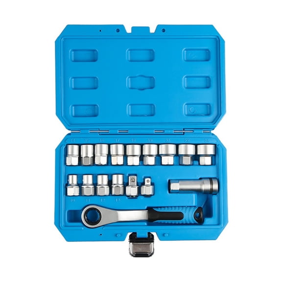 17-Piece Pass-Through Socket Set: For Chrome Vanadium with Ratchet