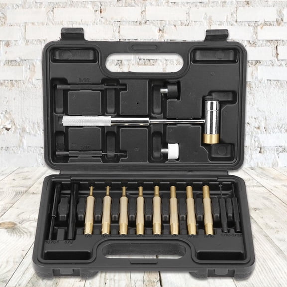 17-Piece Roll Pin Punch Set with Double-Faced Hammer Heavy-Duty Maintenance and Repair Kit for Alignment (1/16 - 5/16 inches / 1.5 - 8 mm)