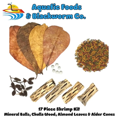 17-Piece Shrimp Kit, Mineral Balls, Cholla Wood, Almond Leaves, Alder Cones