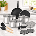 17-Piece Tri-Ply Stainless Steel Hybrid Nonstick Cookware Set with ...