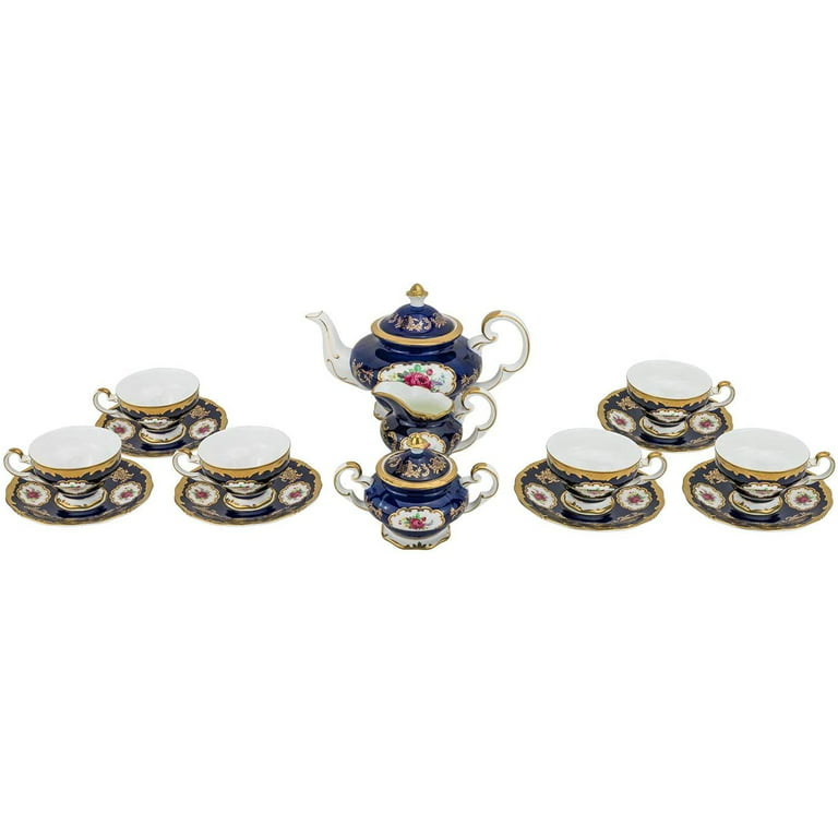 Royal Blue Ceramic Tea and Coffee Cups, Set of 6 Pieces, Latest Design –