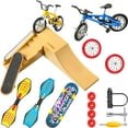 thumbnail image 1 of 17 Pieces Finger Skateboard Ramp Set Skate Park Kit Ramp Parts Set Mini Finger Toys Set Finger Bike Skate Park Kit with Replacement Wheels and Tools for Kids Party Favor (Classic Color), 1 of 7