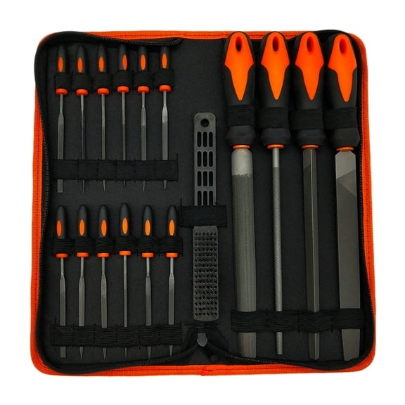 17 Pieces Hand Metal Files 4x Large File 12x Needle Files 1x Brush for Precision Metal File Work Wood Jewelry Model