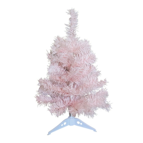 17" Pink Tabletop Christmas Tree with Ornaments & Lights – Artificial Mini Tree with DIY Accessories for Home, Office, Party, Desktop & Window Holiday Decoration