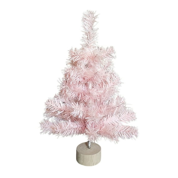 17" Pink Tabletop Christmas Tree with Ornaments & Lights – Artificial Mini Tree with DIY Accessories for Home, Office, Party, Desktop & Window Holiday Decoration