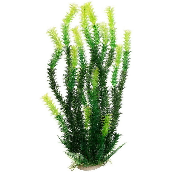 17" Plastic Water Plant for Aquarium Fish Tank Ornament, Rhodo Green