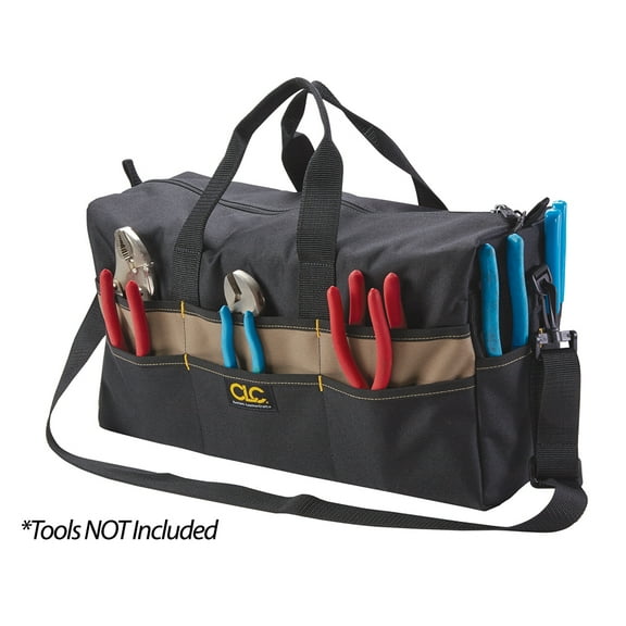 17 Pocket Black & Khaki Polyester Tool Bag